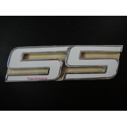 LOGO ' SS ' WHITE  FOR ALL CAR MODELS โลโก้ติดรถยนต์ SS ขาว